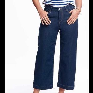 Old Navy Wide Leg Denim Jean Culotte Crop Pant